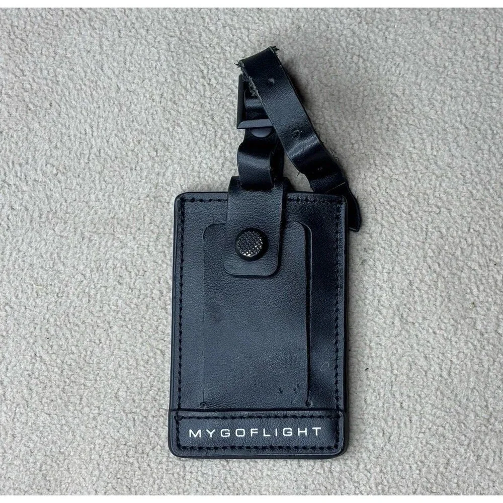 MyGoFlight Black Leather Luggage Tag MGF